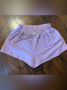 QUEEN OF SPARKLES Lavender Beaded Lounge Shorts